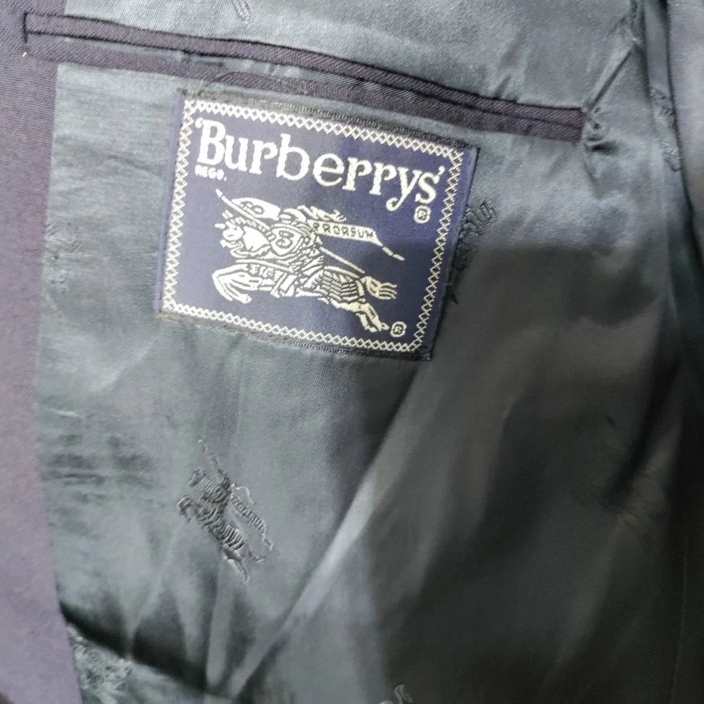 Vintage Burrbery Navy‎ Blue Mens Spots Coat 50in Chest
